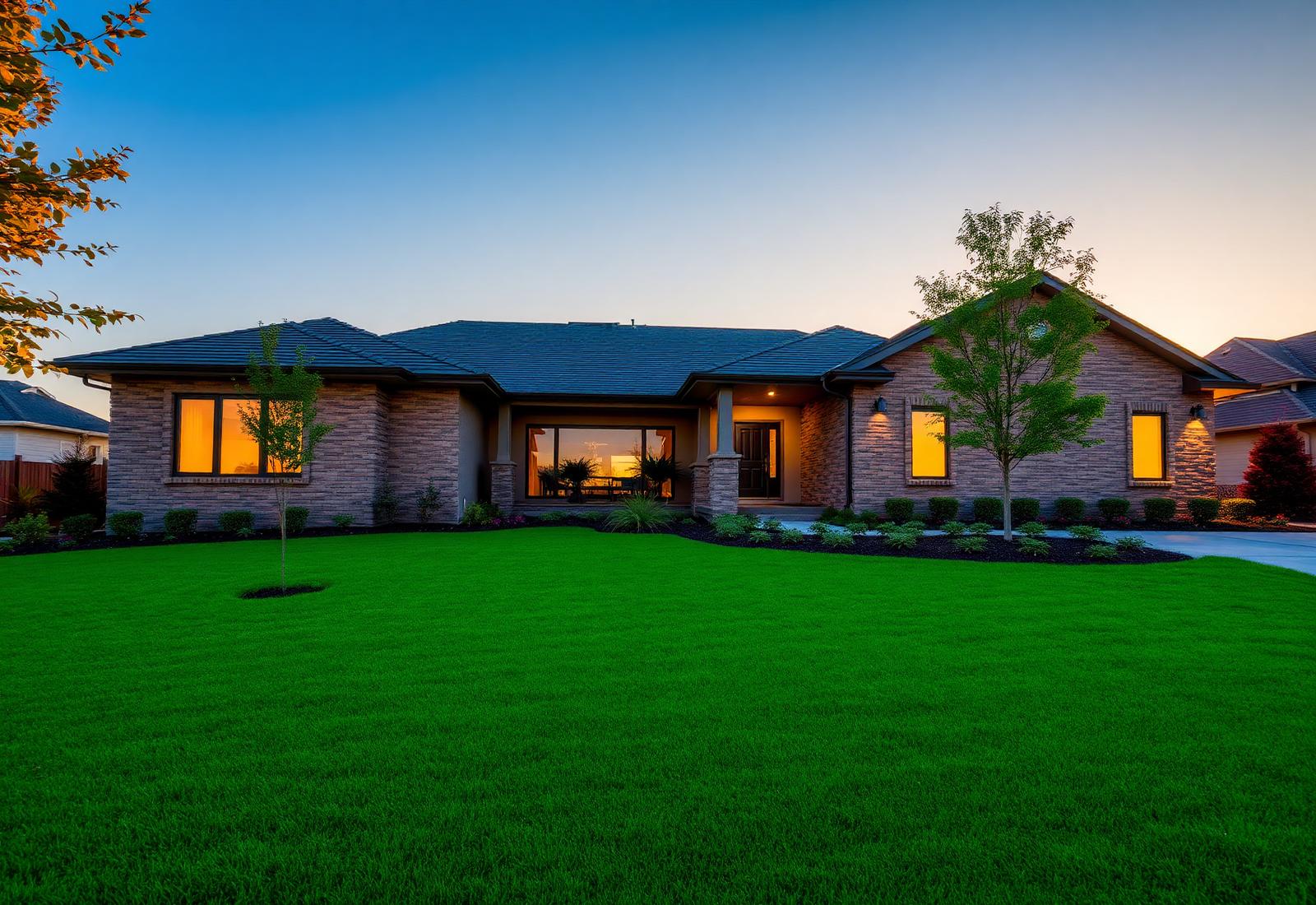 American home at dusk